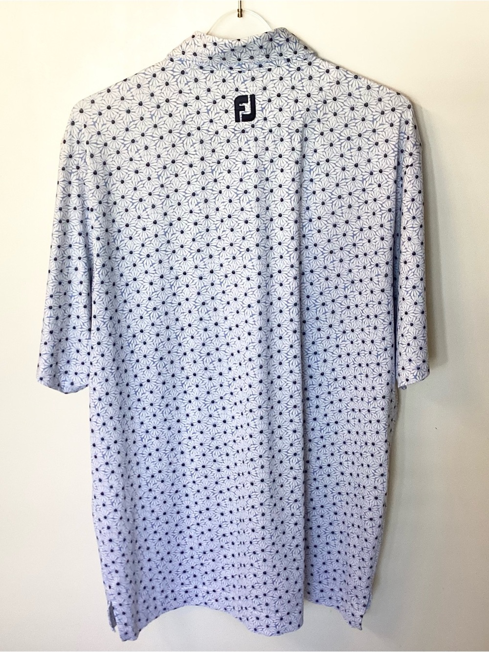 FootJoy Golf Short Sleeve Floral Polo Shirt - Blue/White - L - Picture 4 of 8
